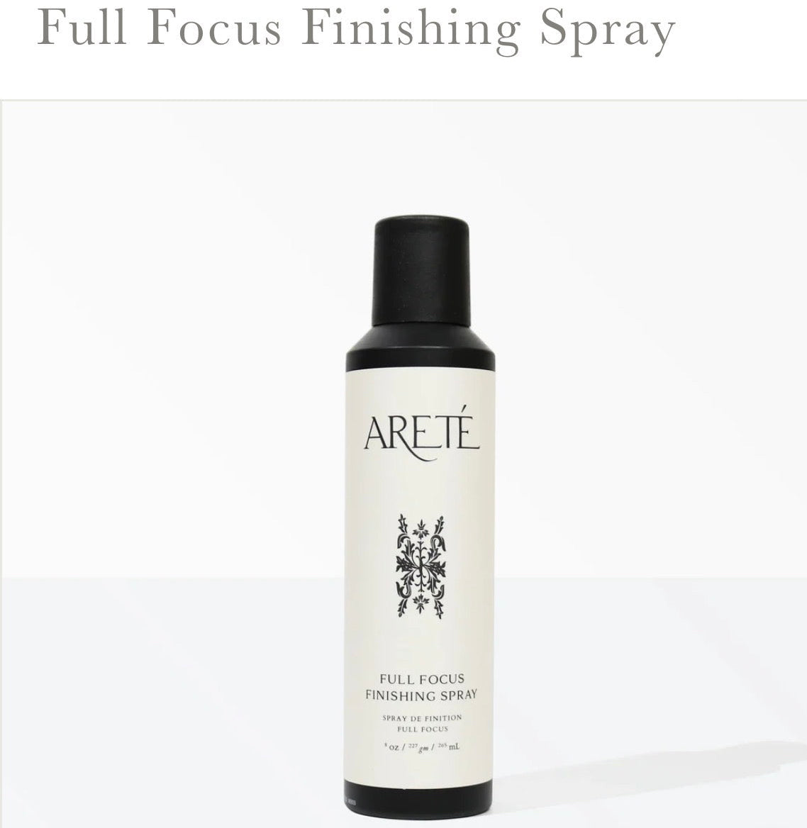 Areté full focus finishing spray